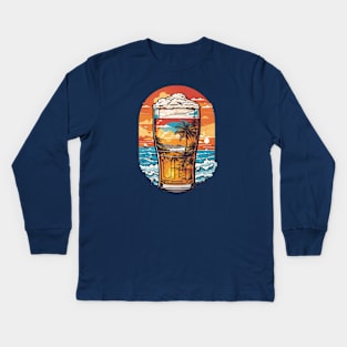 Beer and Beach Lover Kids Long Sleeve T-Shirt